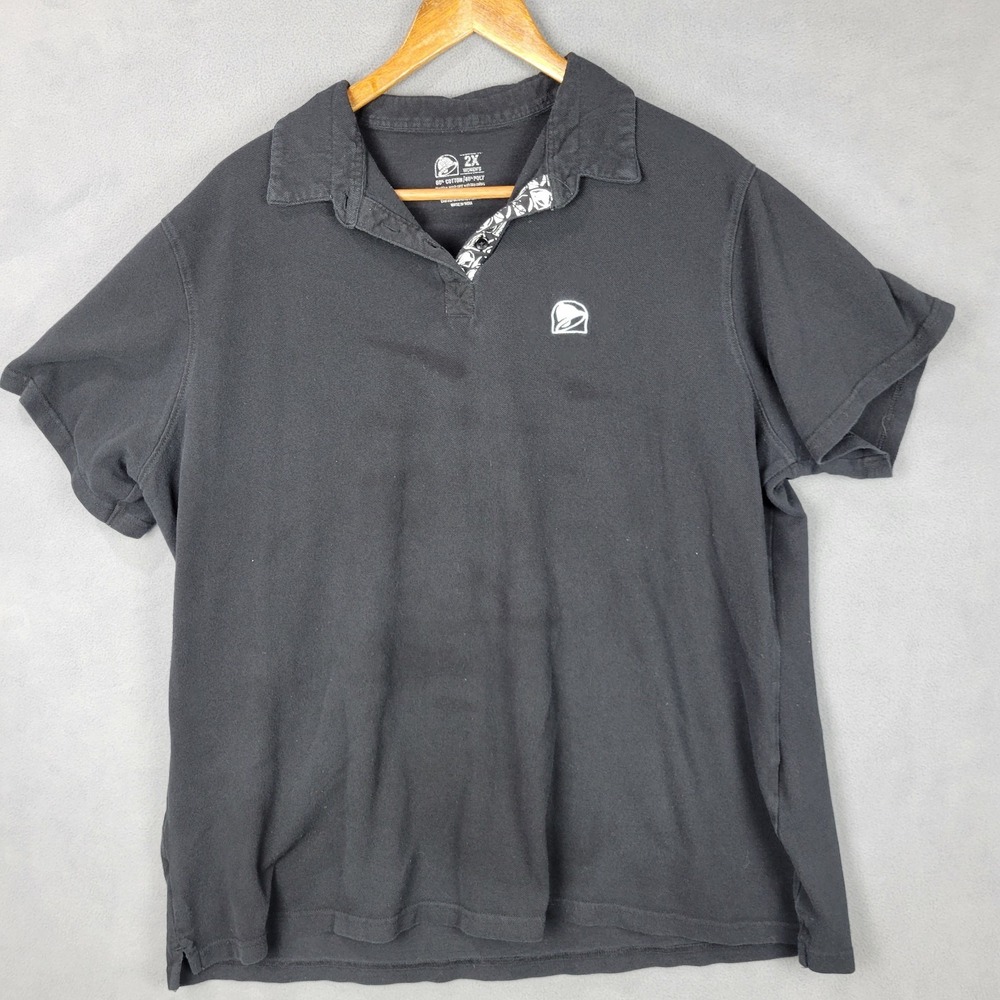 Taco Bell Polo Shirt Womens 2X Black Logo Cotton Employee‎ Uniform Golf Tennis